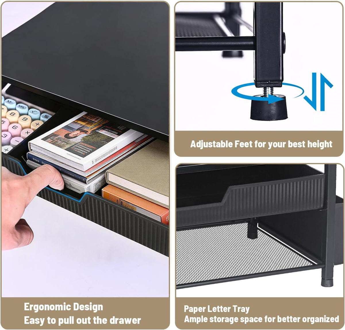Printer Stand for Desk, Desk Organizer with Storage, Desktop Printer Table for Home Office, Multi-Purpose for Home