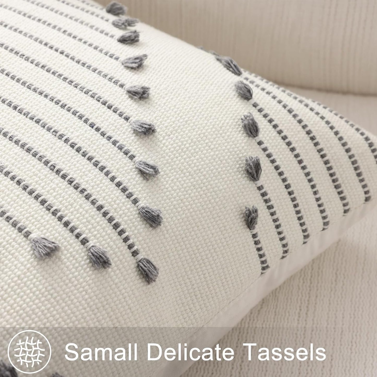 Farmhouse Lumbar Pillow Covers / Grey / 20 x 12 / Set of 2