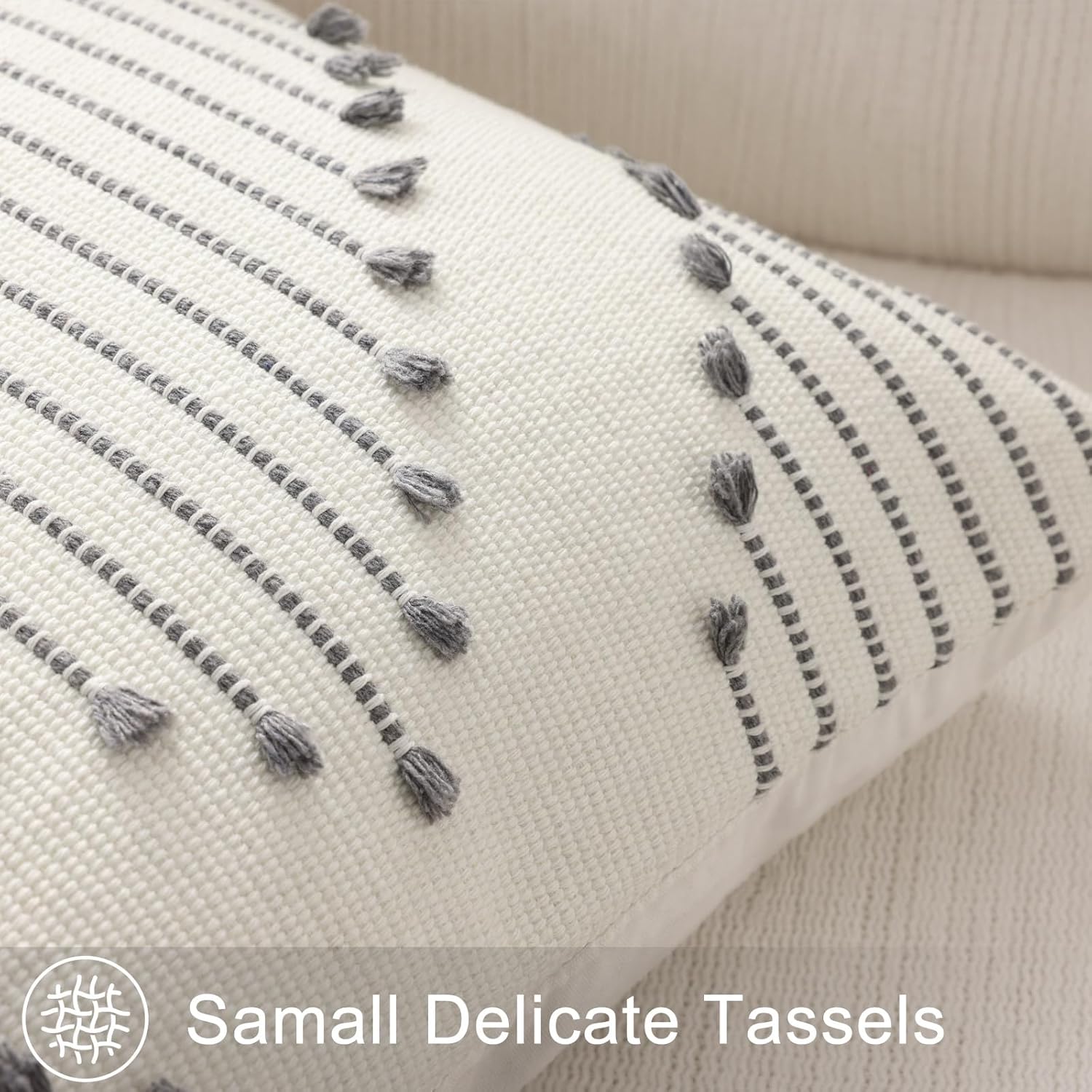 Farmhouse Lumbar Pillow Covers / Grey / 20 x 12 / Set of 2