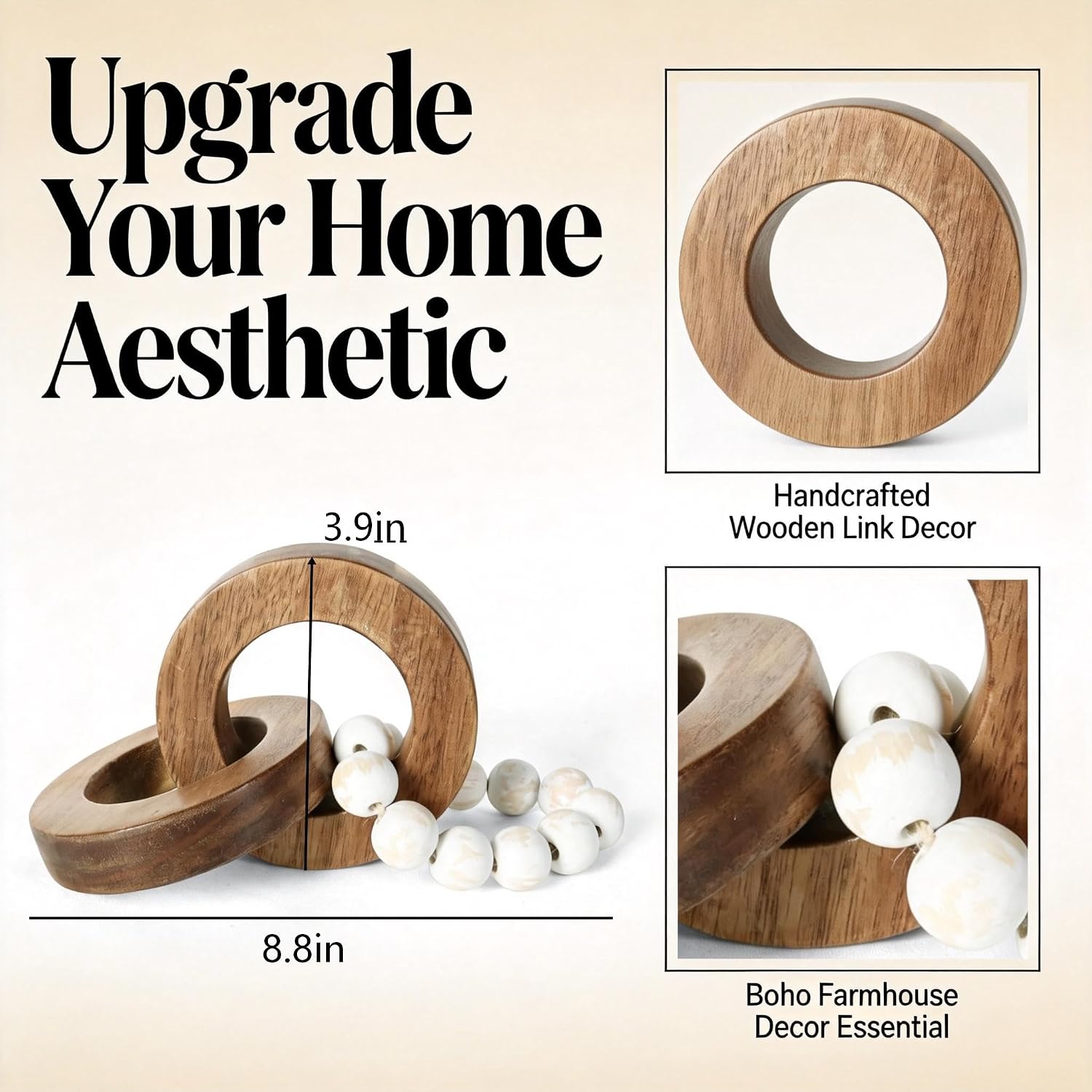 Rustic Tray Decor / Wood Chain Link Decor