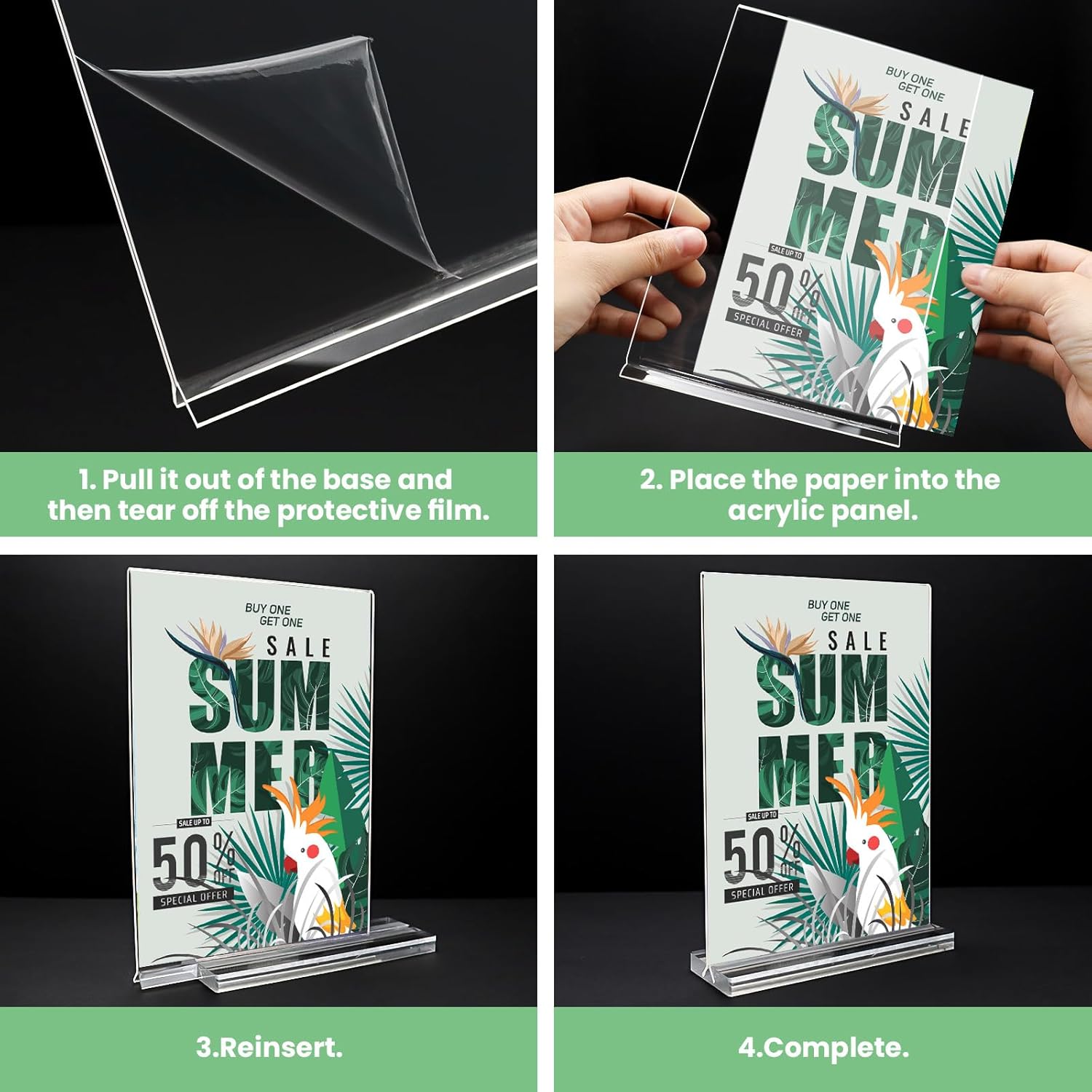 Acrylic Sign Holder / 4 x 6 / Vertical / Clear / Set of 24