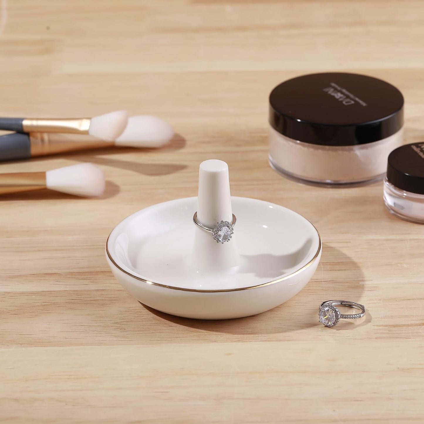 Ceramic Holder for Rings Earrings Necklace / White Ring Holder