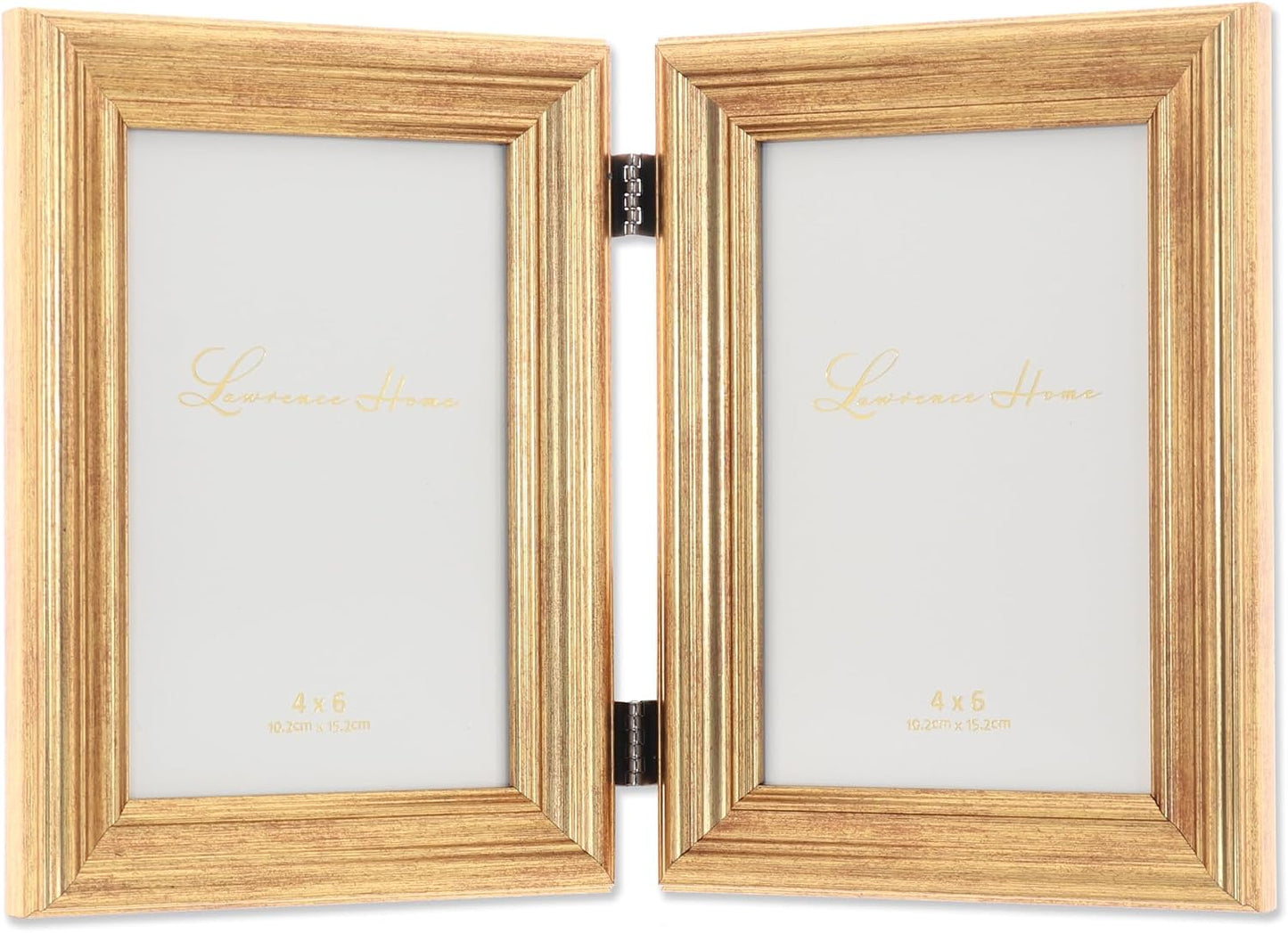 Lawrence Frames 4x6 Hinged Double Sutter Burnished Gold Picture Frame