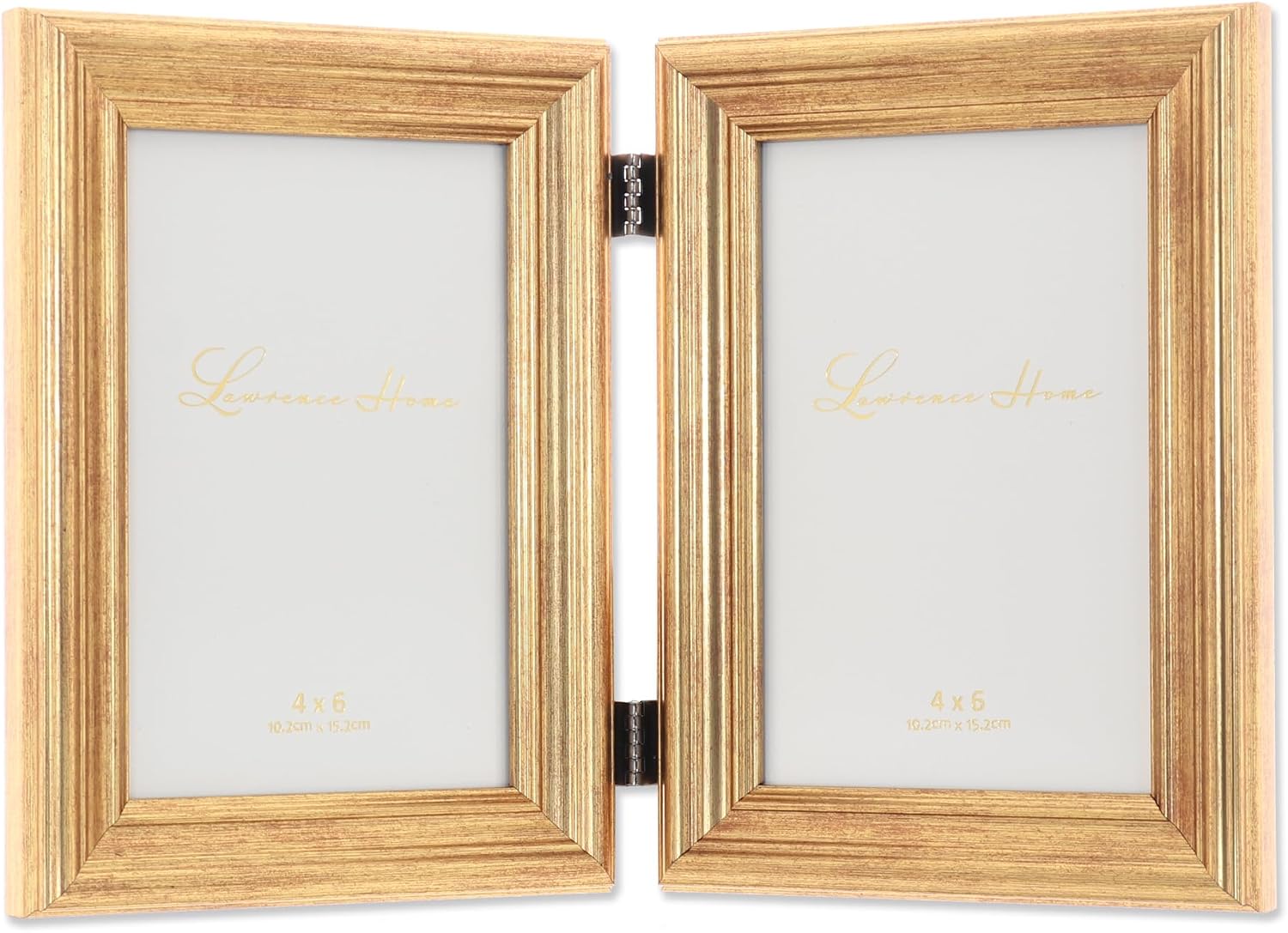 Lawrence Frames 4x6 Hinged Double Sutter Burnished Gold Picture Frame