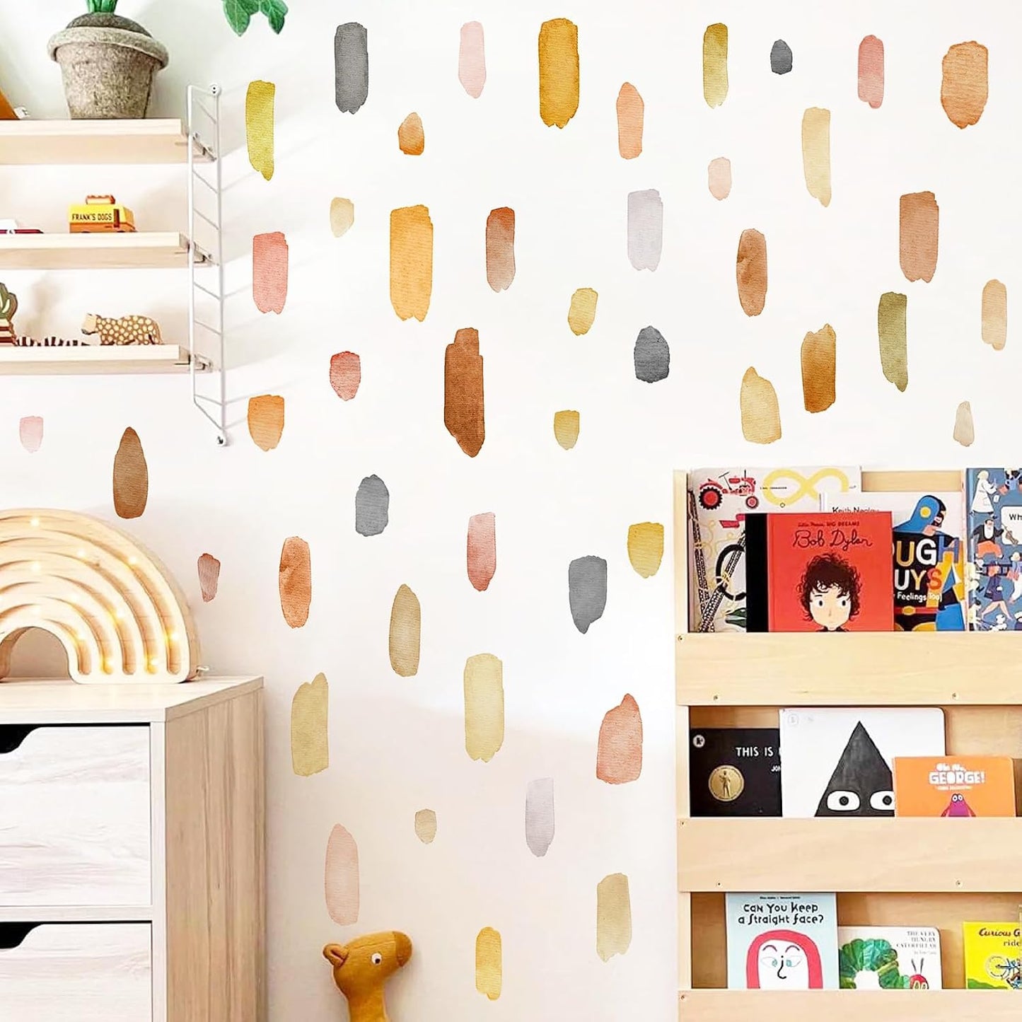 Watercolor Wall Stickers Peel and Stick Boho Wall Decals Brush Strokes Splatter Decal / Lines B