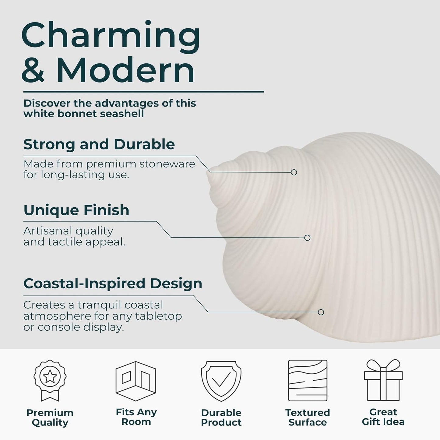 Coastal Ceramic Figurine / 4.0" H / White