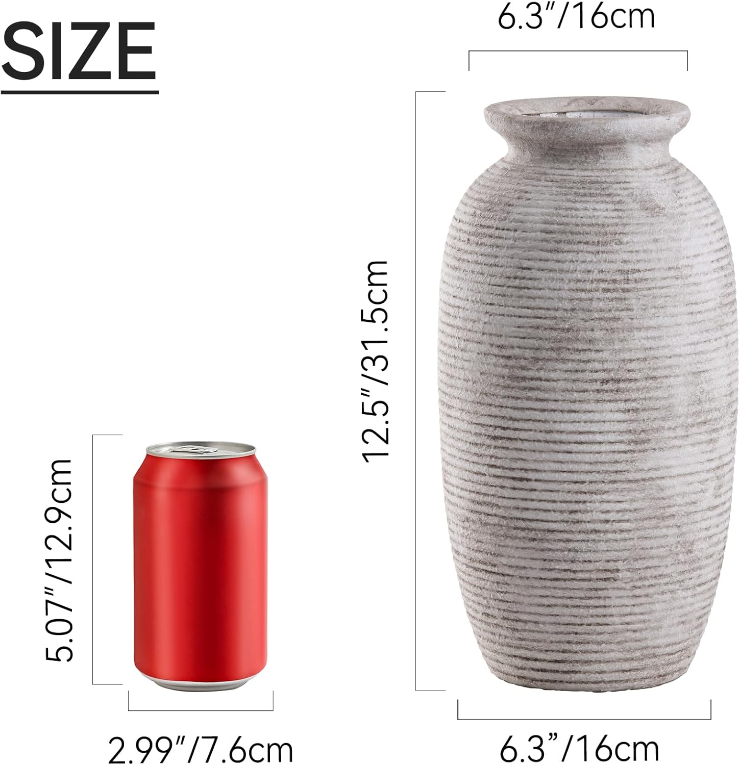 Ceramic Flower Vase / 12.5" - D