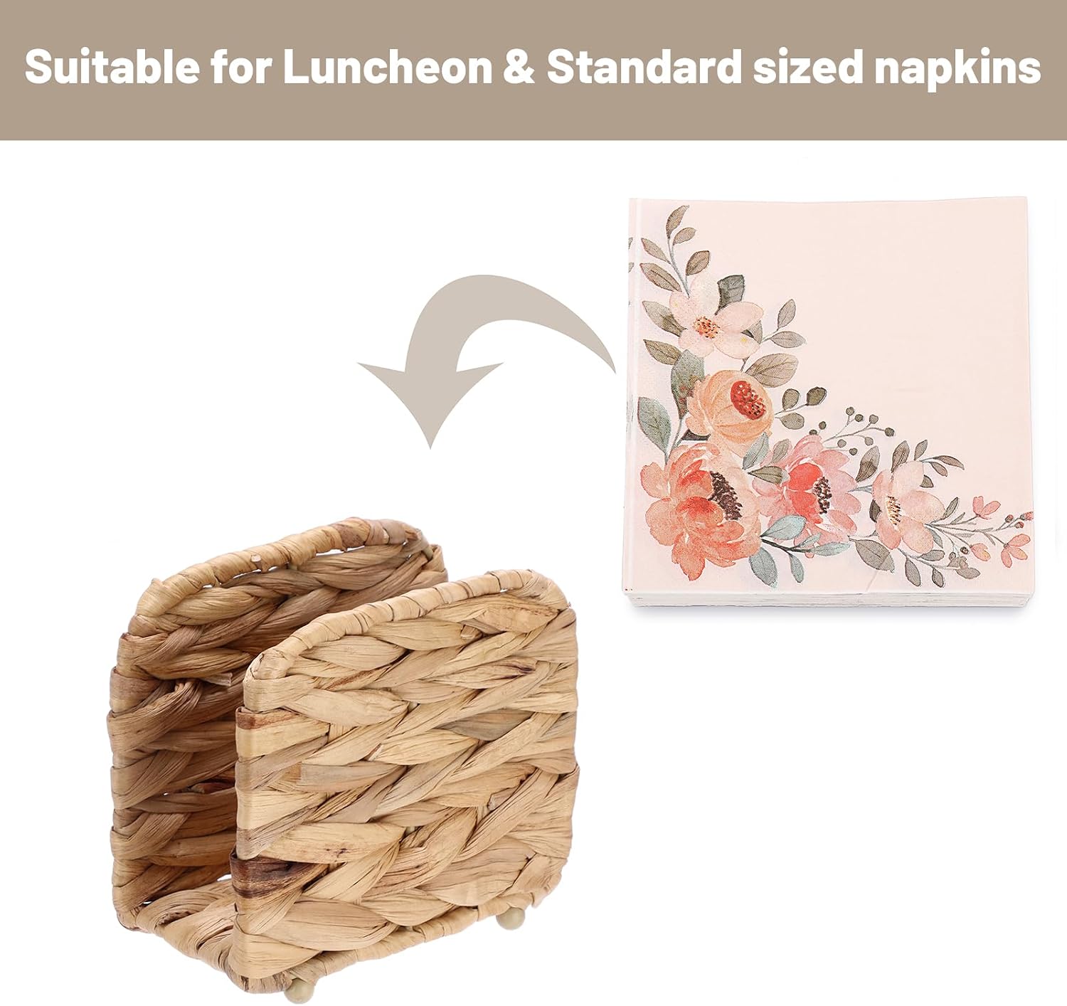Water Hyacinth Napkin Holders Wicker Upright Freestanding Paper Napkins Holder