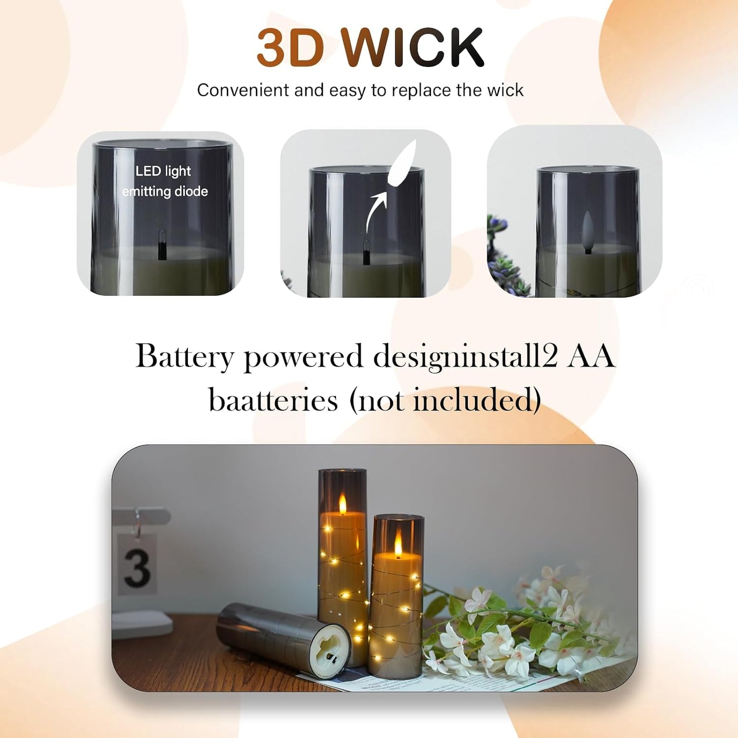 kakoya Flameless LED Candles with Timer 9 Pc Flickering Flameless Candles for Romantic Ambiance and Home Decoration