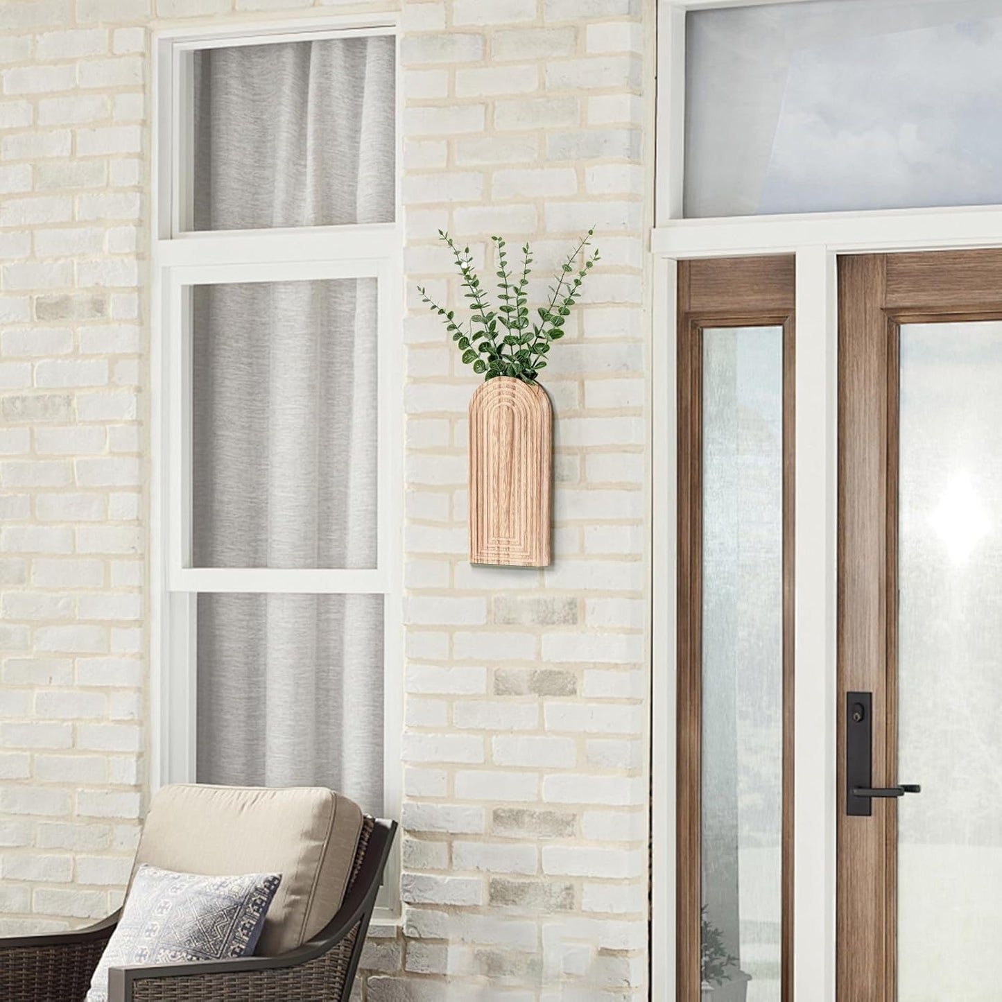 Boho Hanging Planter / Natural Wood / Set of 2
