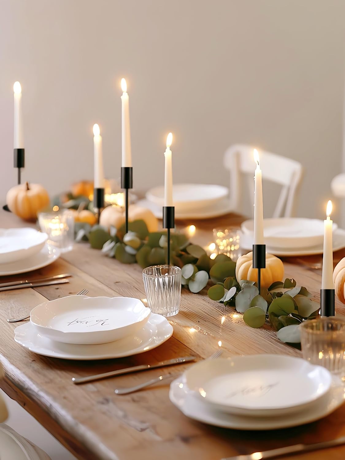 Black Candlestick Holders Bulk, Taper Candle Holders 15Pc, 3 Heights | Modern metal decor with stable round bases for