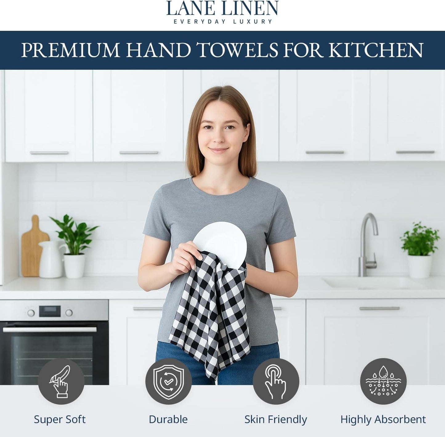 LANE LINEN Kitchen Dish Towels Set of 12 – 18”x28” Soft & Quick-Drying Hand and Tea Towels, Premium Decorative Kitchen
