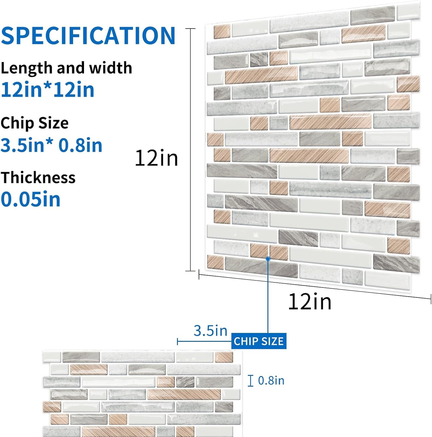 10-Sheet Peel and Stick Backsplash / Wood Grain / 12 x 12 / Set of 10