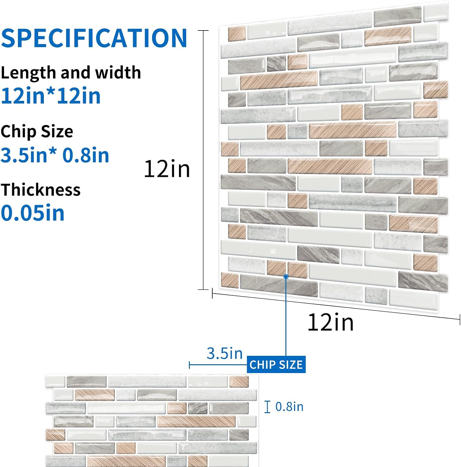 10-Sheet Peel and Stick Backsplash / Wood Grain / 12 x 12 / Set of 10