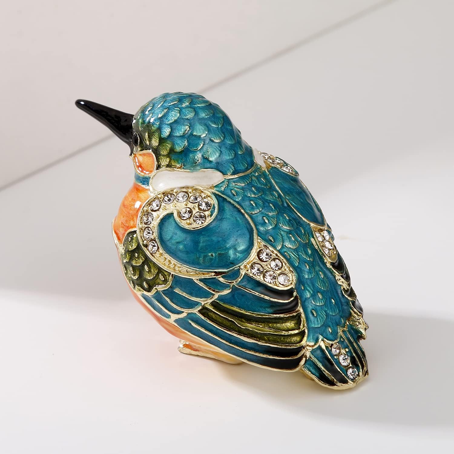 Unique Figurine / Hinged Jewelry Organizer for Ring Earrings / Blue Kingfisher