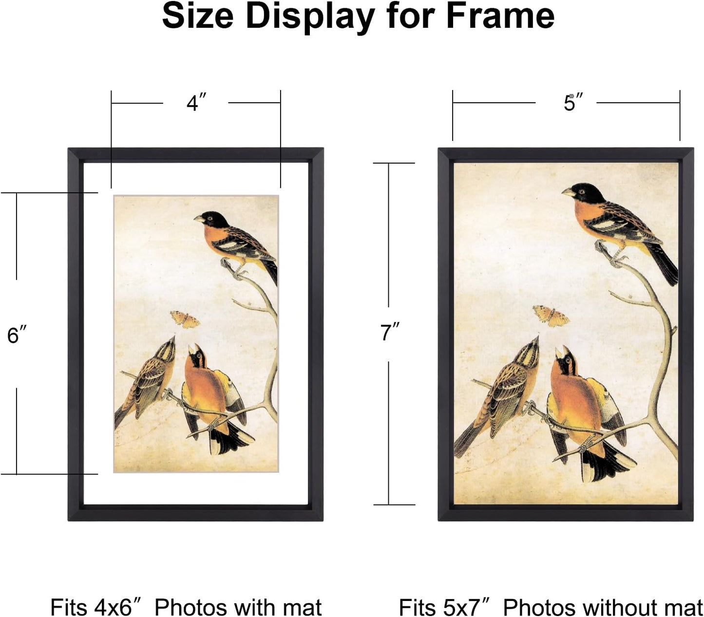 BKABOT 5x7 Black Metal Photo frames 3 Pack HD Glass Mat 4x6 Wall Table | Brushed aluminum Picture frames,removable