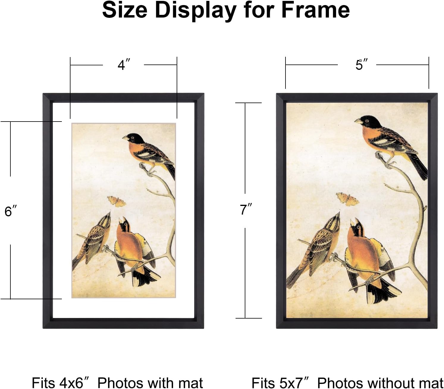 BKABOT 5x7 Black Metal Photo frames 3 Pack HD Glass Mat 4x6 Wall Table | Brushed aluminum Picture frames,removable