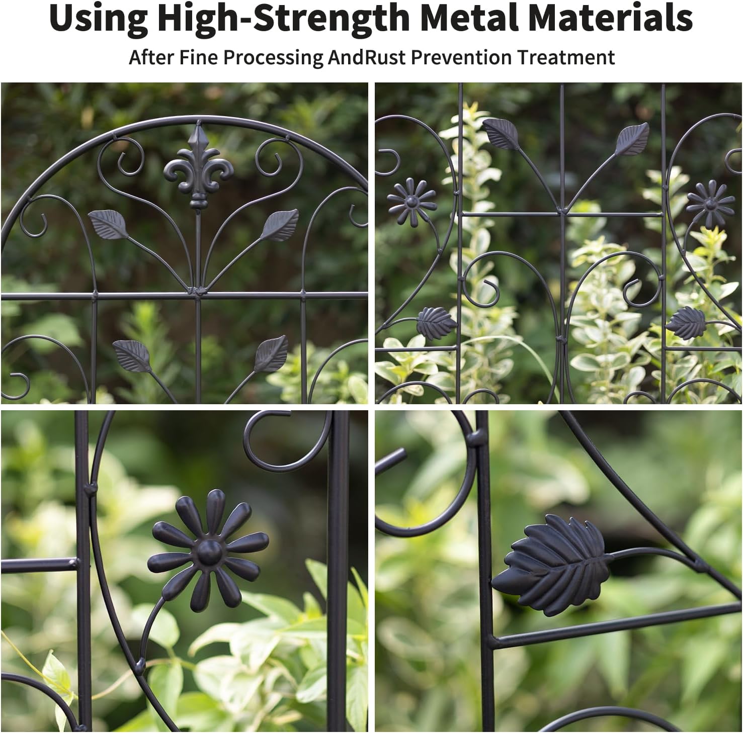 70.8" Metal Garden Trellis for Climbing Plants, 2 Pack Black | Rustproof steel lattice supports roses, clematis