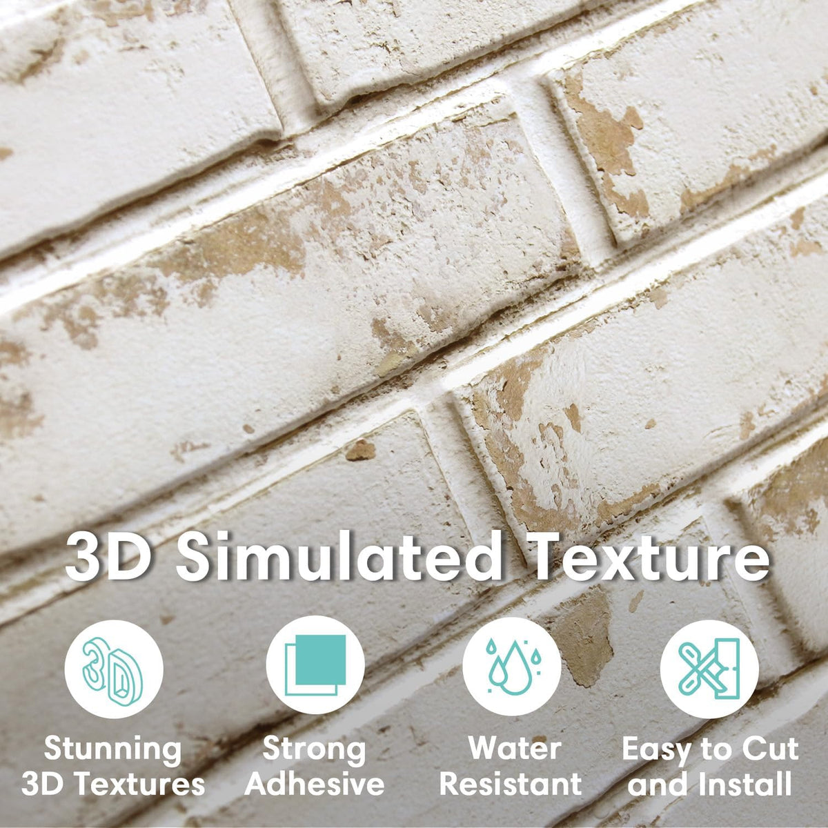 Commomy 3D Faux Brick Wall Panels - 10pcs 15.74" x 11.8" | Thin UrltraLight PVC Peel and Stick Brick Wall Covering for