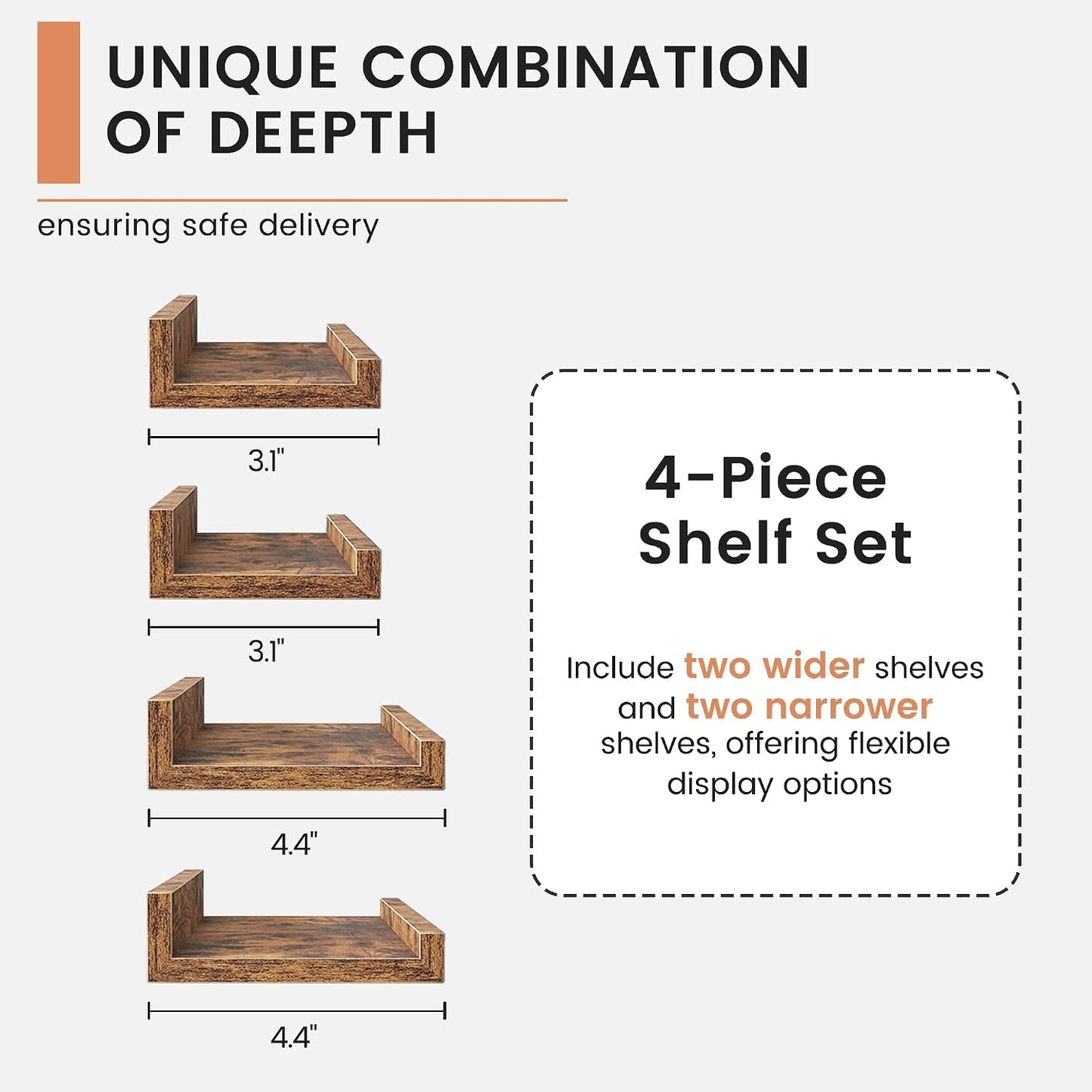 Floating Picture Ledge Shelves for Wall Set of 4, 36 Inch Wall Shelves with Lip Long Large Nursery Book Shelf for Toys