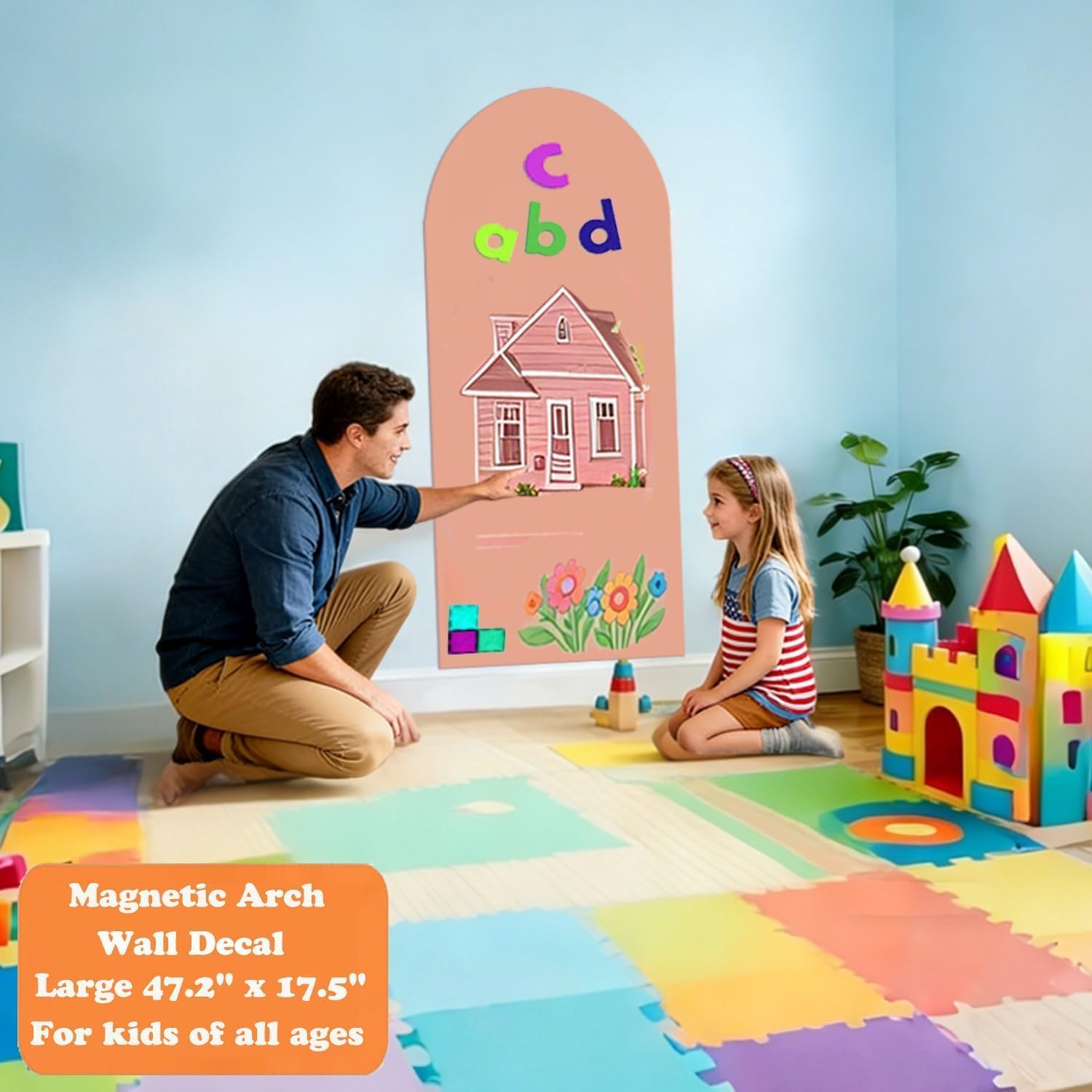 Arch Magnetic Chalkboard Wall Decal " Self Adhesive Chalk Board Wallpaper / Pink / 47.2 x 17.5