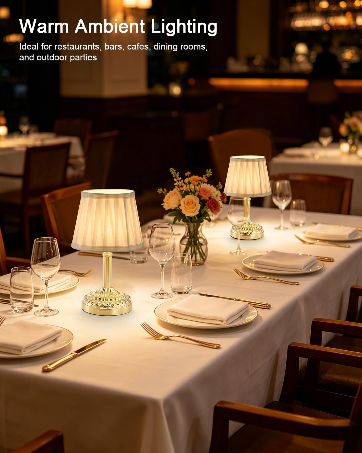 Small Cordless Table Lamp for Restaurant, 5200mAh Rechargeable | Battery Operated Lamp, Portable Dimmable Touch, Warm