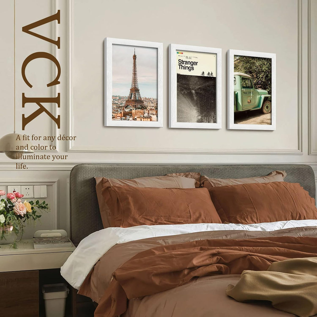 VCK 11x17 Picture Frame White 4 Pack, Wide Thick Wood Border, for Poster | Exclusive Woodgrain, Wall Hanging, HD