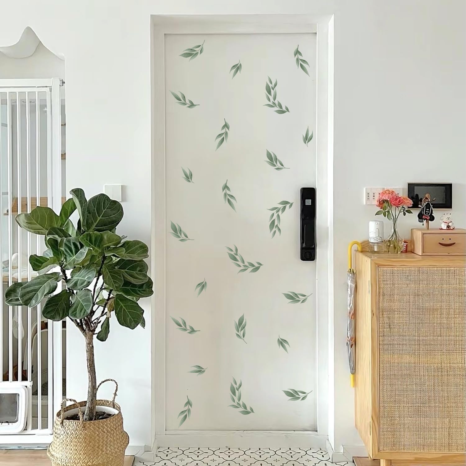 Stickers Boho Decals Sage Wallpaper Watercolor Olive Leaf Decals Fresh / Leaves / Green / Set of 56