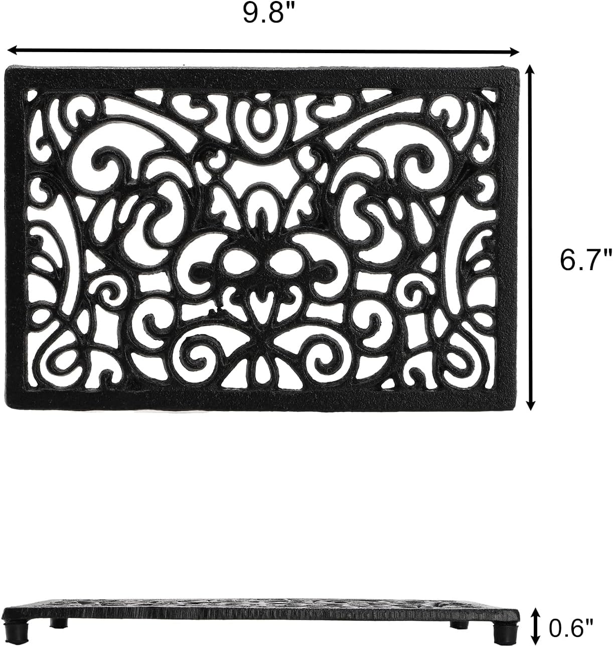 Yopay 2 Pack Cast Iron Trivet for Hot Pots and Pans, Heat Resident Rectangle Trivet Stands Holders for Wood Stove