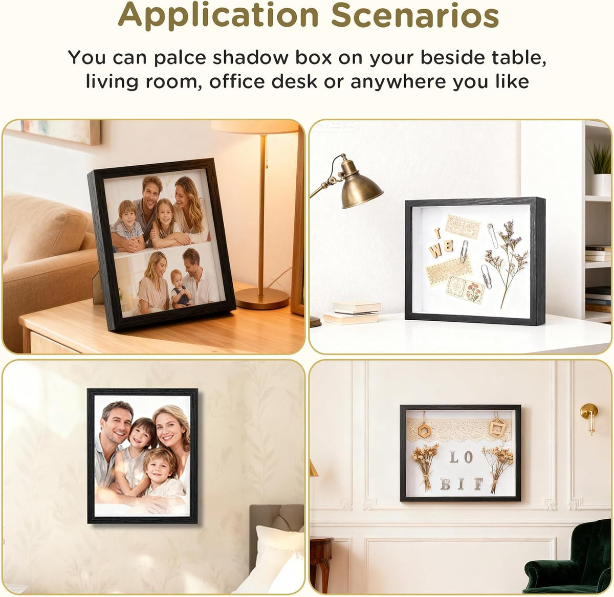 2 Pack Shadow Box Frame 11"x 14" - Wood Deep Shadowbox with Glass | Shadow Boxes Display Cases Suitable for Photos
