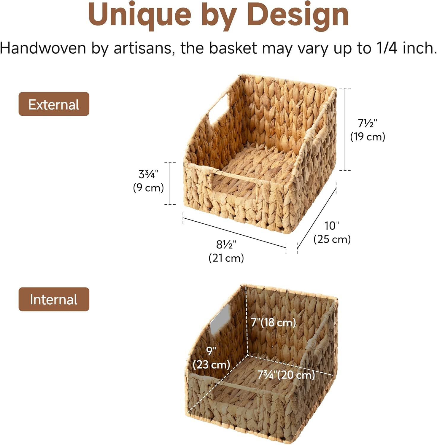 Wicker Basket / Handwoven Wicker Storage Baskets / 2 x 8 / Natural