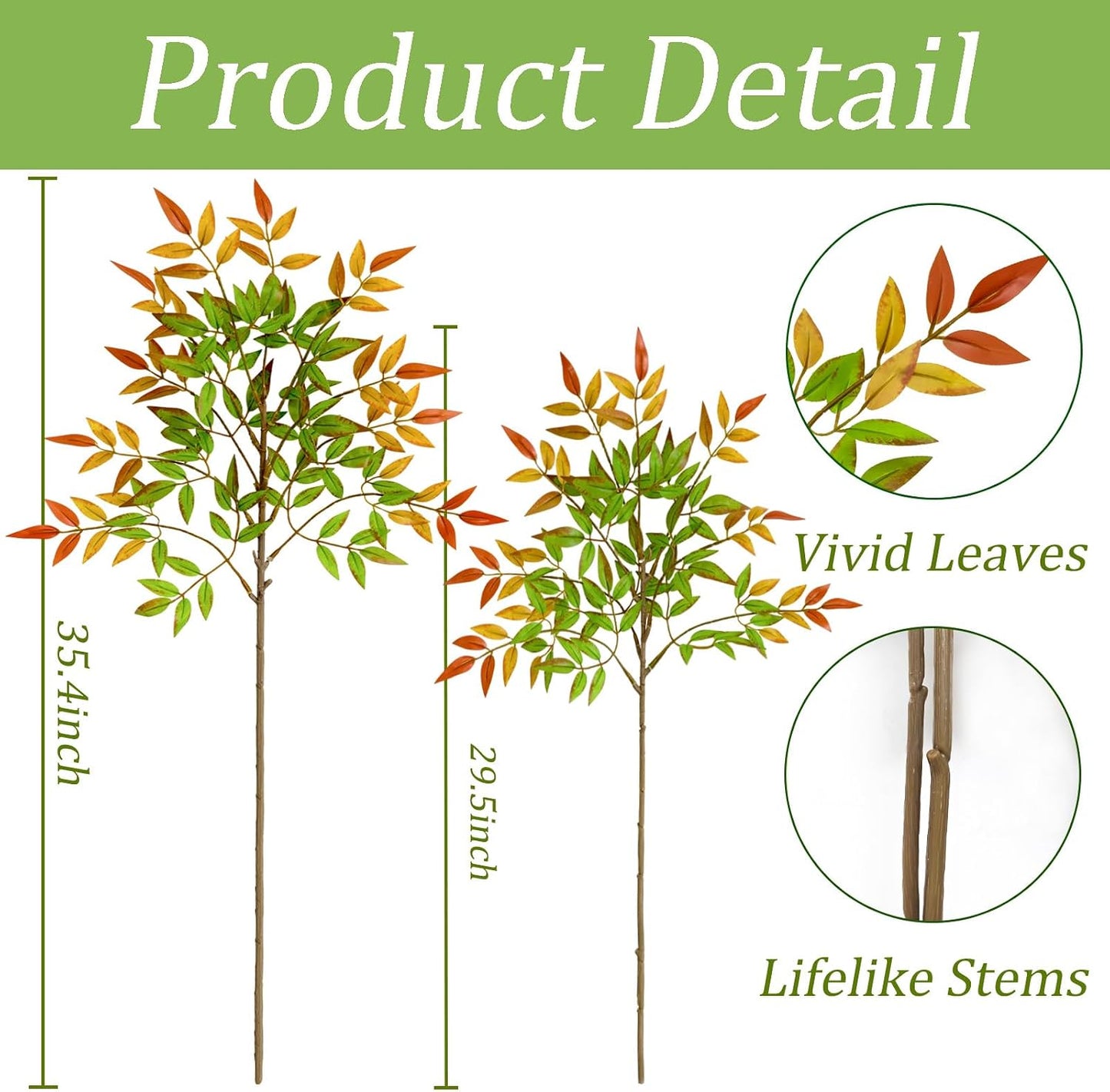 Artificial Plants Faux Branches for Vase Filler / Red Leaves / 35.4 Inch / Set of 2