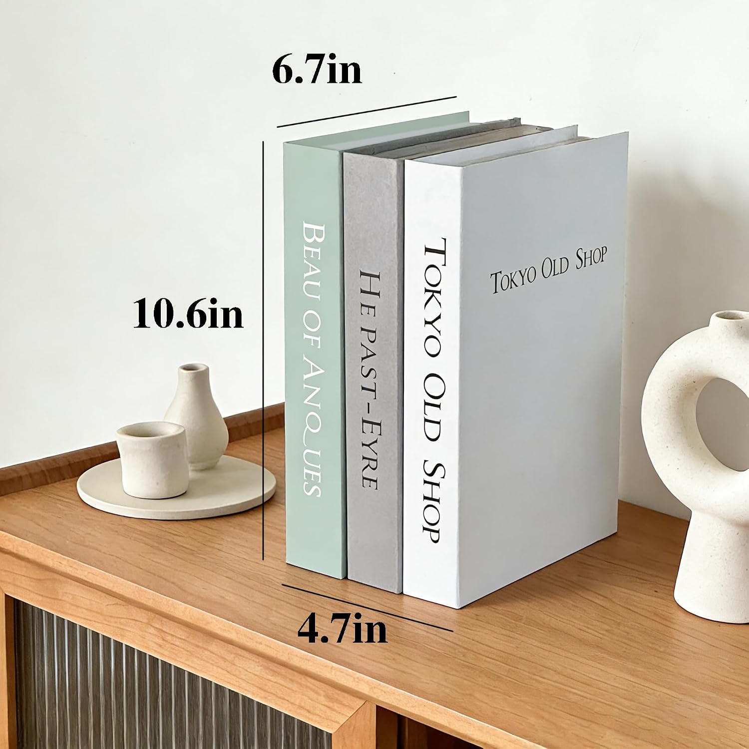 Decorative Books / Green+grey + White / Set of 3