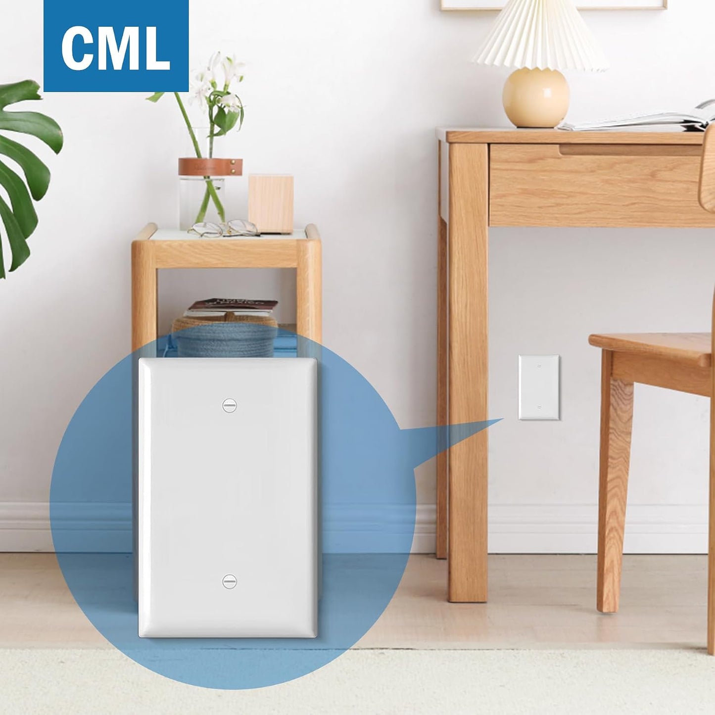 CML Oversized Blank Wall Plate, 20 Pack Jumbo Blank Outlet Covers, 1-Gang No Device Switch Plates, Over-Size 3.5” x