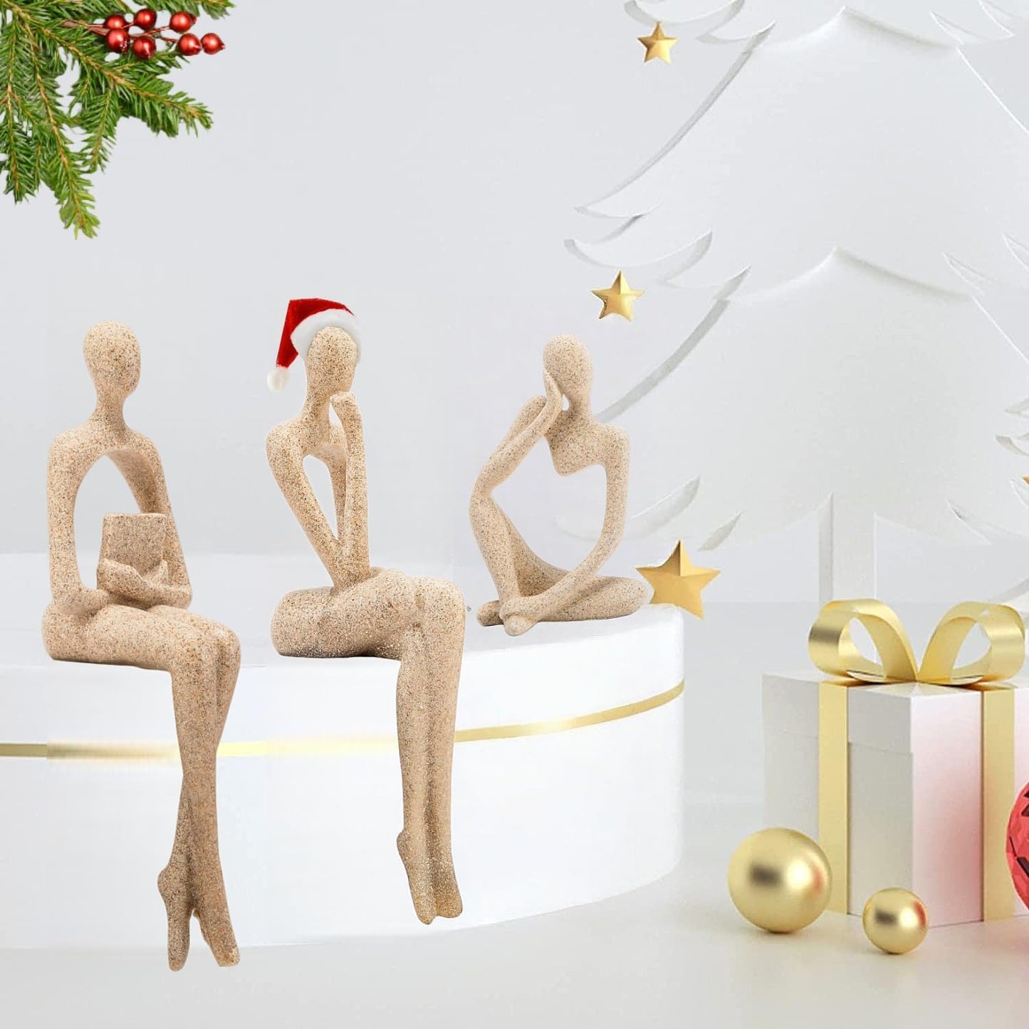 Home Decor Thinker Statue Accents / Large / Gold / Set of 3