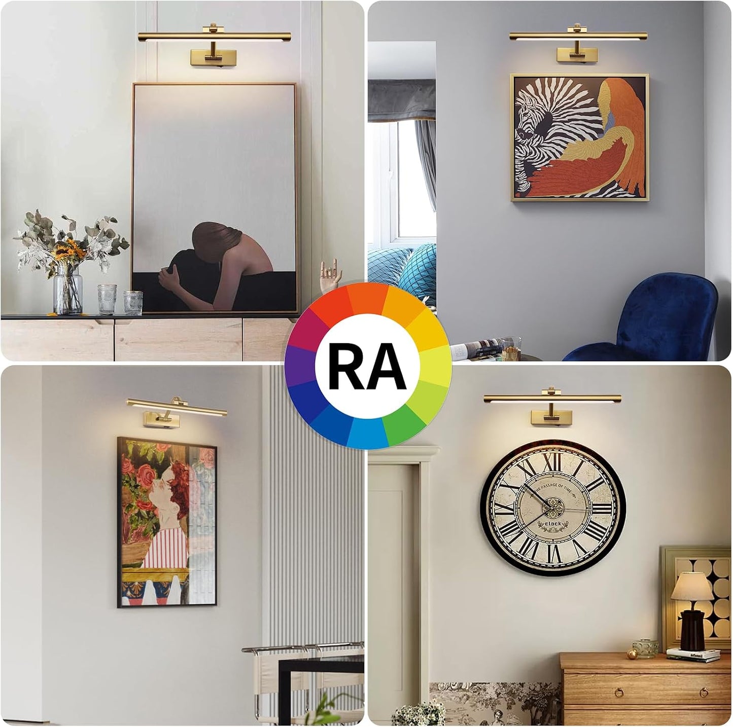 Wireless Picture Lights for Wall Battery Operated Brass Art Light for Paintings with Remote 3CCT Dimmable Potrait