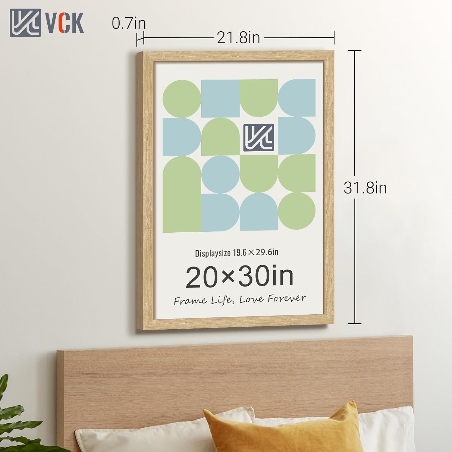 VCK 20x30 Oak Frame 3 Pack - Textured Wood 30x20 Picture Frames For Wall | 20x30 picture frame, plexiglass, 1.1 inch