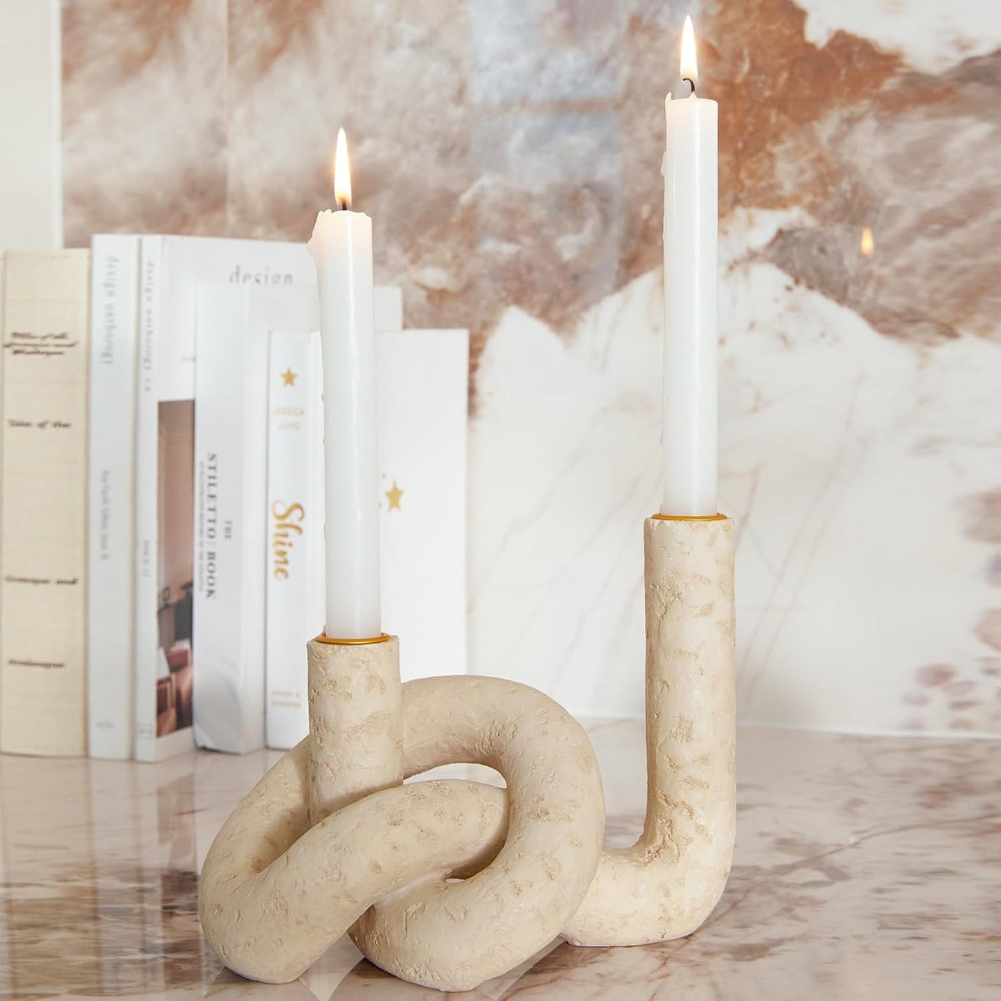Candle Sticks Holder Boho / Beige