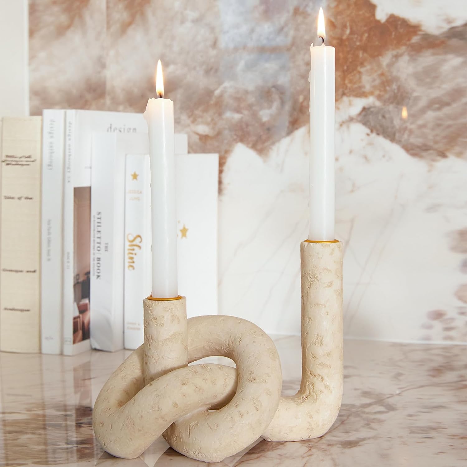 Candle Sticks Holder Boho / Beige