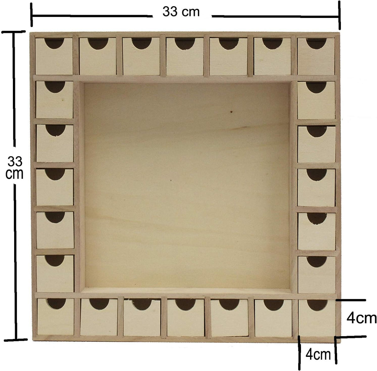 Creative Hobbies 13 Inch Christmas Advent Calendar Shadow Box - Pre Assembled with Removable Drawers - Unfinished Wood