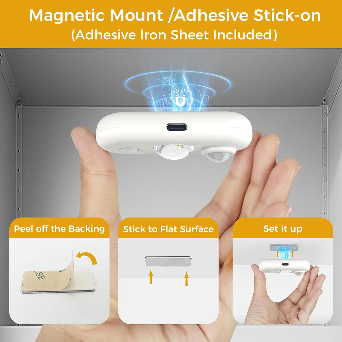 6 Pack LED Motion Sensor Puck Lights, Small Rechargeable Under Cabinet Lights, Dimmable Warm White Closet Lights