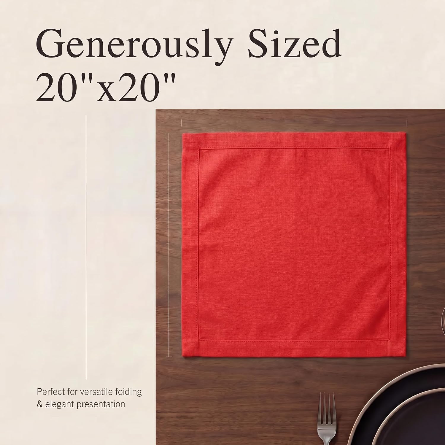 Urban Villa Cloth Napkins Cotton 20x20 (Set of 12) Red