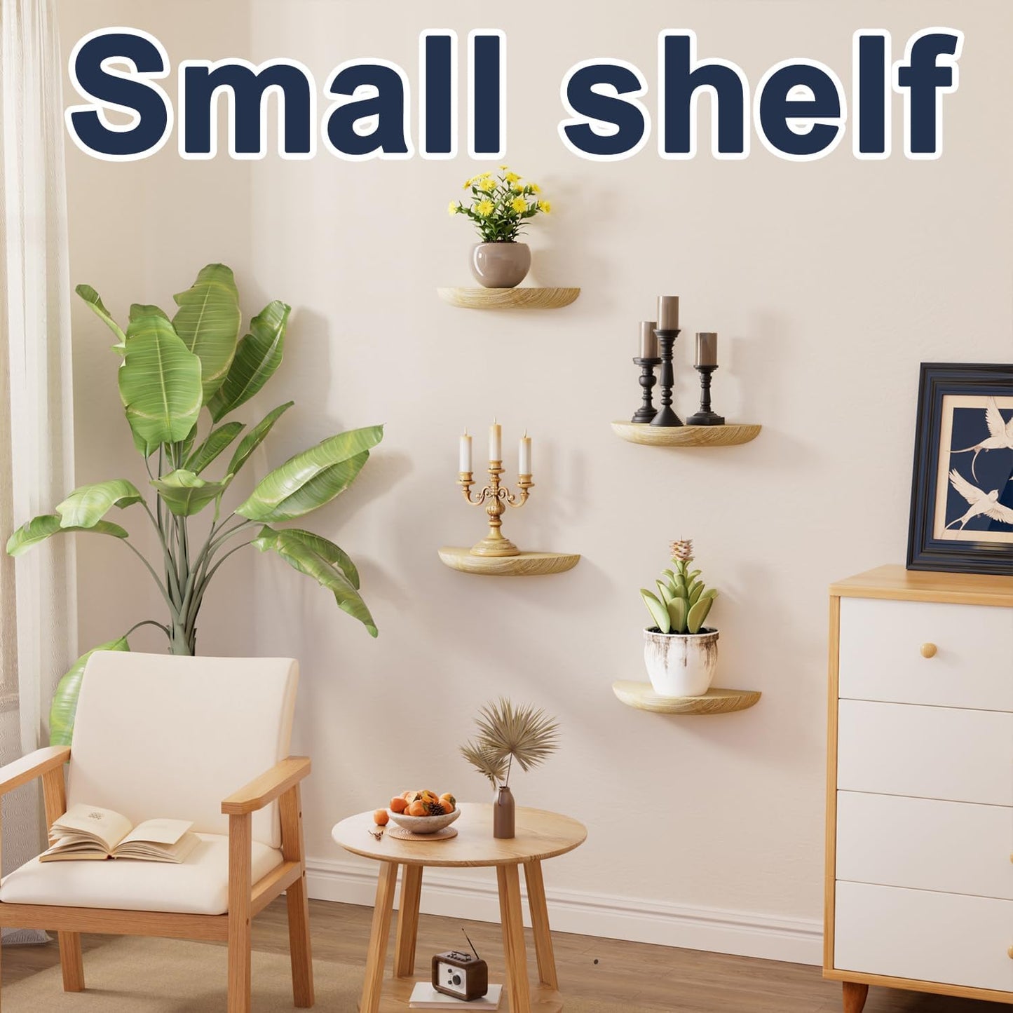 Elegant Floating Shelves / Light Brown / Screw Mount