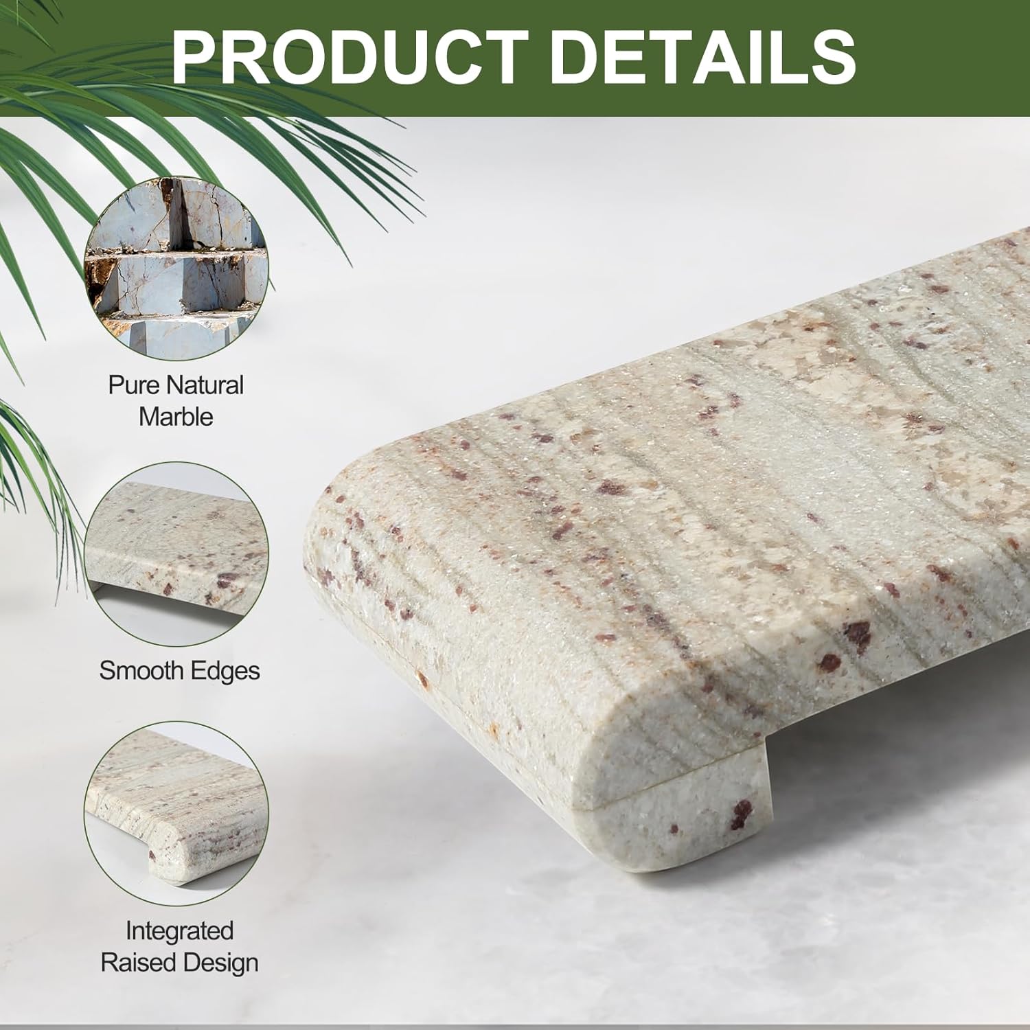 Marble Vanity Tray / River White / 16 x 4