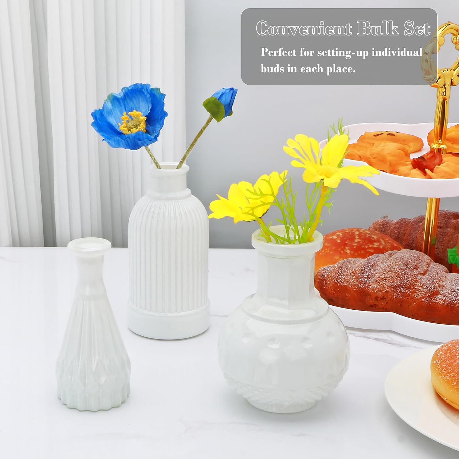 Glass Bud Vase in Bulk / White / Set of 8