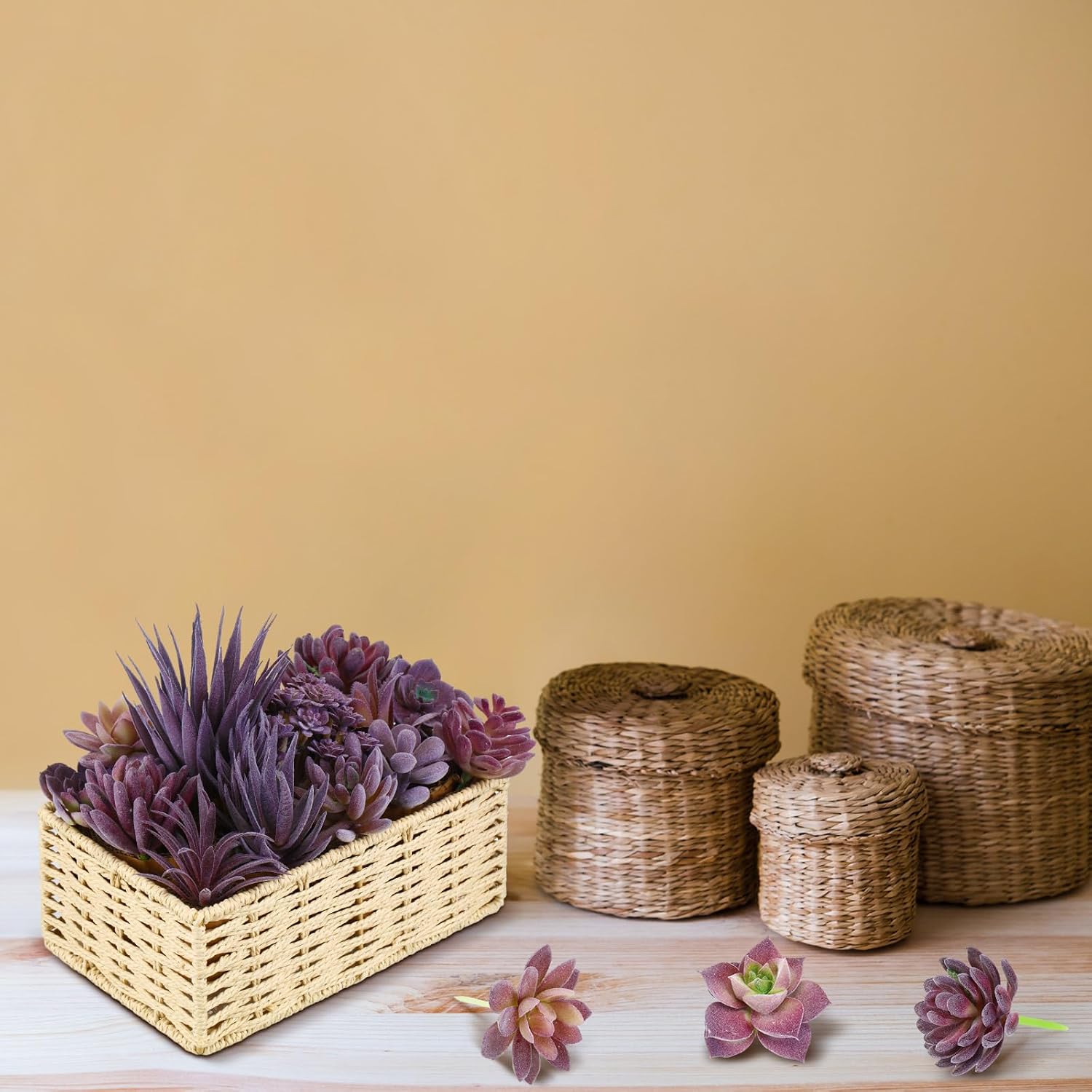 Artificial Succulent Plant Faux Realistic Fake Unpotted Mini Succulent for DIY Garden / Set of 40