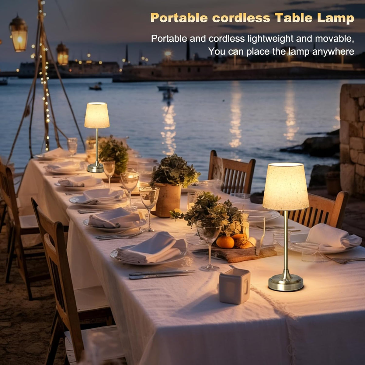 Wowag Cordless Table Lamp Rechargeable,5000mAh Battery Operated Desk Lamp,3 Colors & 7 RGB Stepless Dimmable,Touch