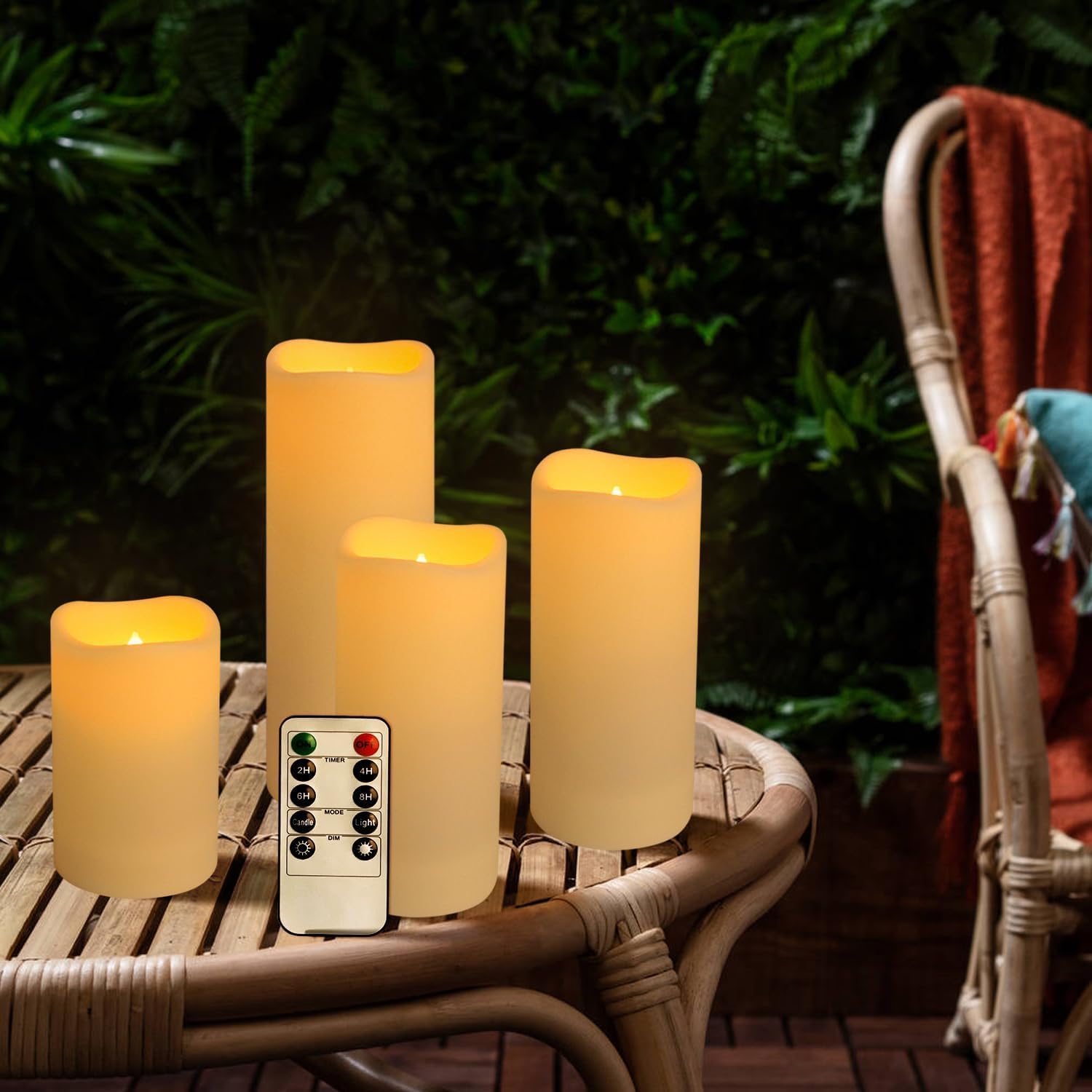 Set of 96 Flameless Led Battery Opeated (D2.2'' x H4''5''6'') Waterproof Indoor Outdoor Candles with 10-Key Remotes and