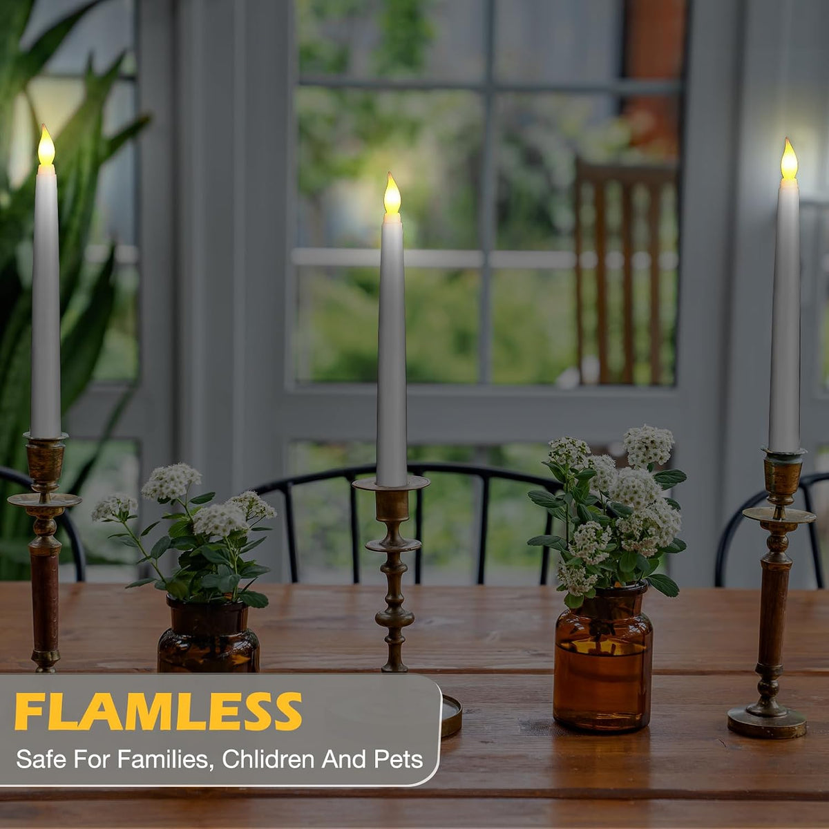 24 Pack Flameless Flicker Taper Candles Bulk with Remote and Timer, Battery Operated LED Warm White Taper Candles Light