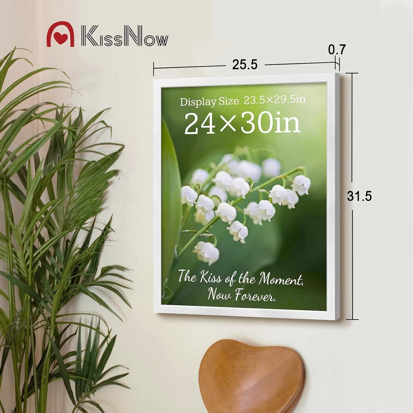 24x30 Picture Frame, White Solid Wood, 2 Pack, Wall for Paintings | Thick & Wide Border, HD Plexiglass, Horizontal or